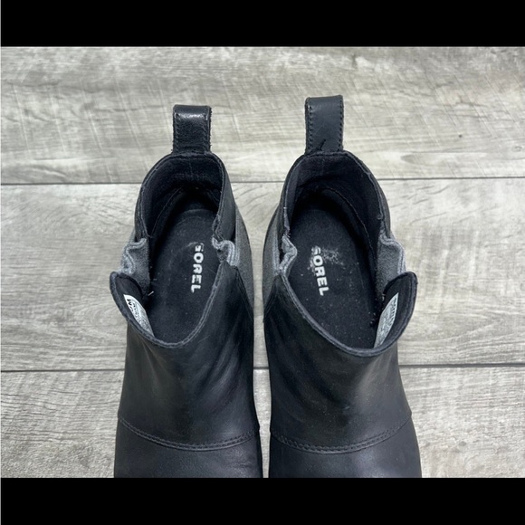 Sorel NL3718 Emilie Cheslea  Black Leather Women’s Ankle Booties Boots Size 7 - Picture 8 of 9